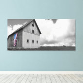 Vlaggen van onze boeren - Barn met Amerikaanse vla Canvas Afdruk (Insitu (Houten vloer))