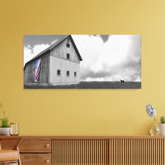 Vlaggen van onze boeren - Barn met Amerikaanse vla Canvas Afdruk (Insitu (Woonkamer))