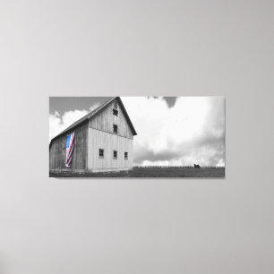 Vlaggen van onze boeren - Barn met Amerikaanse vla Canvas Afdruk