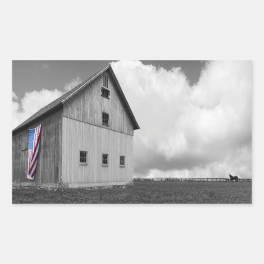 Vlaggen van onze boeren - Barn met Amerikaanse vla Rechthoekige Sticker (Voorkant)
