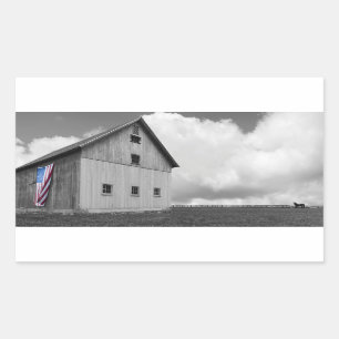 Vlaggen van onze boeren - Barn met Amerikaanse vla Rechthoekige Sticker