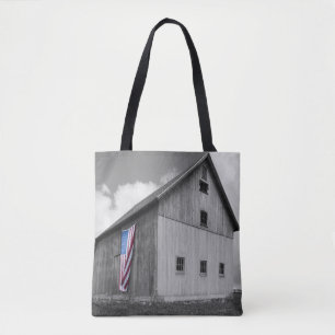 Vlaggen van onze boeren - Barn met Amerikaanse vla Tote Bag