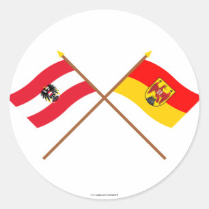 Vlaggen van Oostenrijk en Burgenland Ronde Sticker
