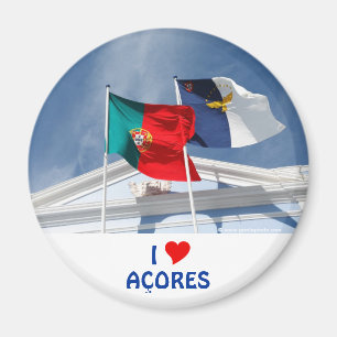 vlaggen van Portugal en de Azoren Magneet