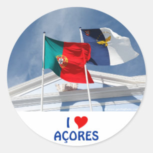 vlaggen van Portugal en de Azoren Ronde Sticker