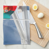 vlaggen van Portugal en de Azoren Theedoek (Quarter Fold)