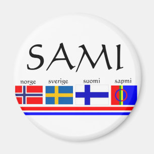 vlaggen van Sami en Scandinavië Magneet