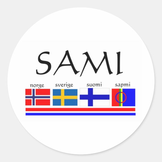 vlaggen van Sami en Scandinavië Ronde Sticker (Voorkant)