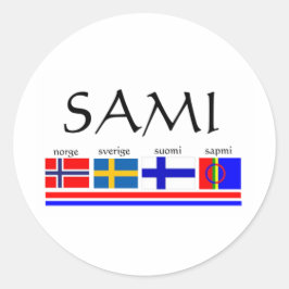 vlaggen van Sami en Scandinavië Ronde Sticker