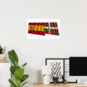 vlaggen van Spanje en País Vasco (Euskadi Basque) Poster (Thuiskantoor)