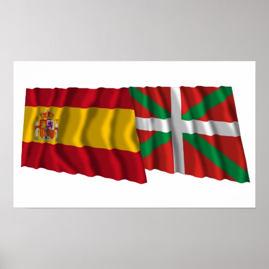 vlaggen van Spanje en País Vasco (Euskadi Basque) Poster (Voorkant)