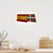 vlaggen van Spanje en País Vasco (Euskadi Basque) Poster (Keuken)