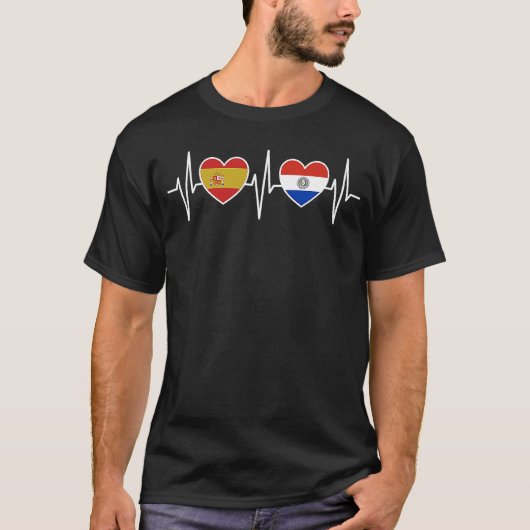 vlaggen van Spanje en Paraguay T-shirt (Voorkant)