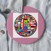 vlaggen van wereldbol ronde button 6,0 cm (In situ)