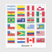 Vlaggen van Zuid- en Noord-Amerika Sticker (Vel)