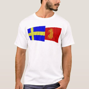 Vlaggen van Zweden en Skåne län T-shirt