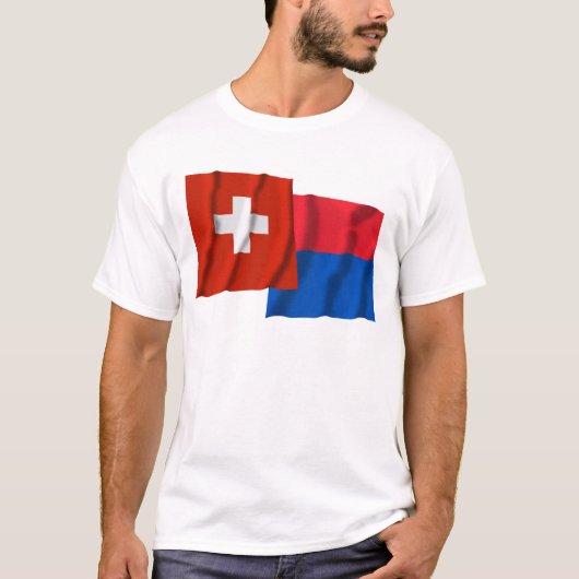 Vlaggen van Zwitserland en Ticino T-shirt (Voorkant)