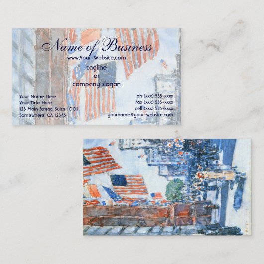 Vlaggen, vijfde plaats van Frederick Childe Hassam Visitekaartje (Voorkant / Achterkant)