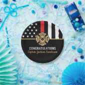 Vlaggen voor brandweerlieden met rode lijn papieren bordje (Feest)