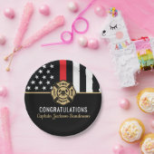 Vlaggen voor brandweerlieden met rode lijn papieren bordje (Feest)