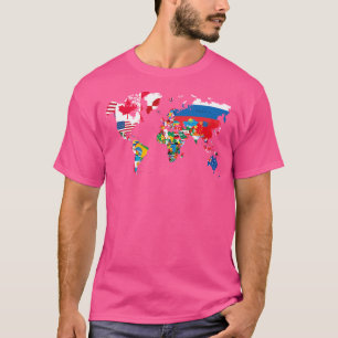 Vlaggen voor Wereldkaart reizigers T-shirt