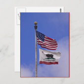 Vlaggen: VS en staat Californië Briefkaart (Voorkant / Achterkant)