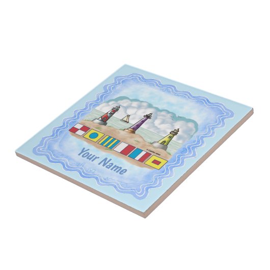 Vlaggen vuurtoren tegeltje (Zijkant)