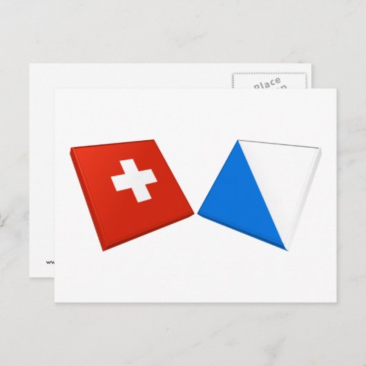 Vlaggen Zwitserland en Zürich Briefkaart (Voorkant / Achterkant)
