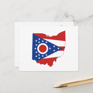 Vlaggenbanden en -staven van de ohio-kaart briefkaart