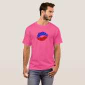 Vlaggenblauw en rode lips t-shirt (Voorkant volledig)