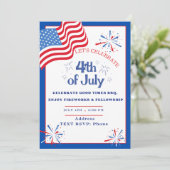 Vlaggendag & Vuurwerk Patriottisch Feest Uitnodigi Kaart (Staand voorkant)