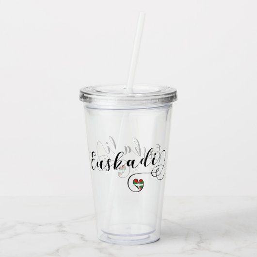 Vlaggenhart van Baskenland Euskadi Acryl Drinkbeker (Achterkant)