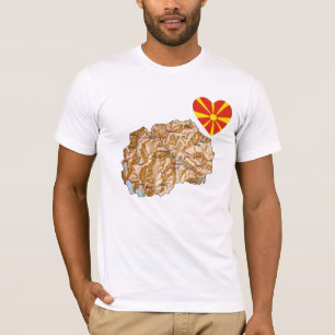 Vlaggenhart van Noord-Macedonië en kaart T-Shirt