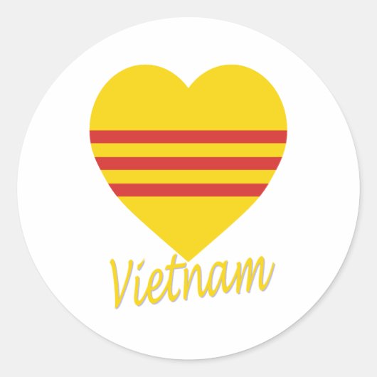 Vlaggenhart van Vietnam (Zuid-Vietnam) Ronde Sticker (Voorkant)