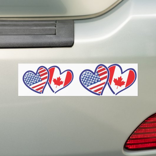Vlaggenharten in Canada en Amerika Bumpersticker (Op auto)