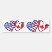 Vlaggenharten in Canada en Amerika Bumpersticker (Voorkant)