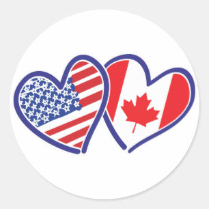 Vlaggenharten in Canada en Amerika Ronde Sticker