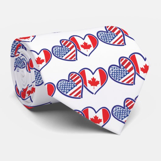 Vlaggenharten in Canada en Amerika Stropdas (Opgerold)