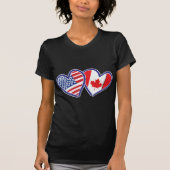 Vlaggenharten in Canada en Amerika T-shirt (Voorkant)