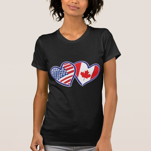 Vlaggenharten in Canada en Amerika T-shirt (Voorkant)