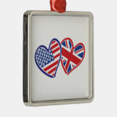 Vlaggenharten in de VS en het VK Metalen Ornament (Rechts)