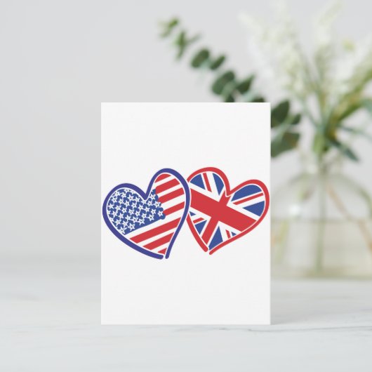 Vlaggenharten uit de VS en het VK Briefkaart (Staand voorkant)