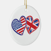 Vlaggenharten uit de VS en het VK Keramisch Ornament (Rechts)