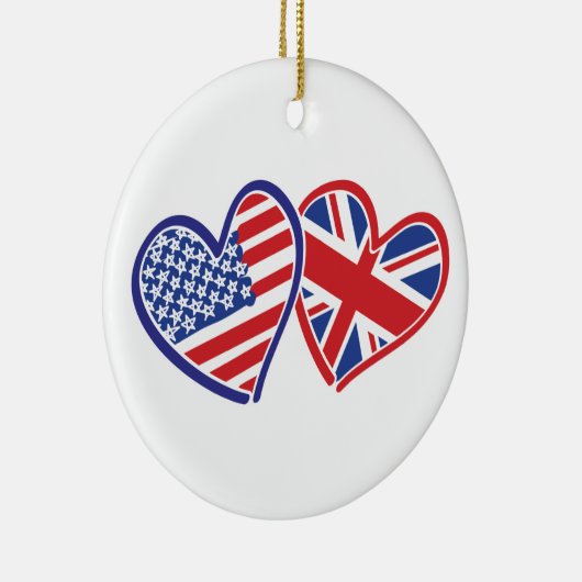 Vlaggenharten uit de VS en het VK Keramisch Ornament (Rechts)