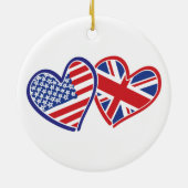 Vlaggenharten uit de VS en het VK Keramisch Ornament (Achterkant)
