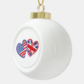 Vlaggenharten uit de VS en het VK Keramische Bal Ornament (Rechts)