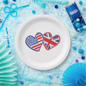 Vlaggenharten uit de VS en het VK Papieren Bordje (Feest)