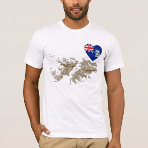 Vlaggenhoofd van de Falklandeilanden en kaart T-Sh T-shirt