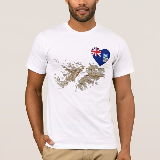Vlaggenhoofd van de Falklandeilanden en kaart T-Sh T-shirt (Voorkant)