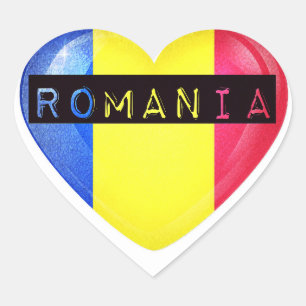 Vlaggenhoofd van Roemenië Hart Sticker